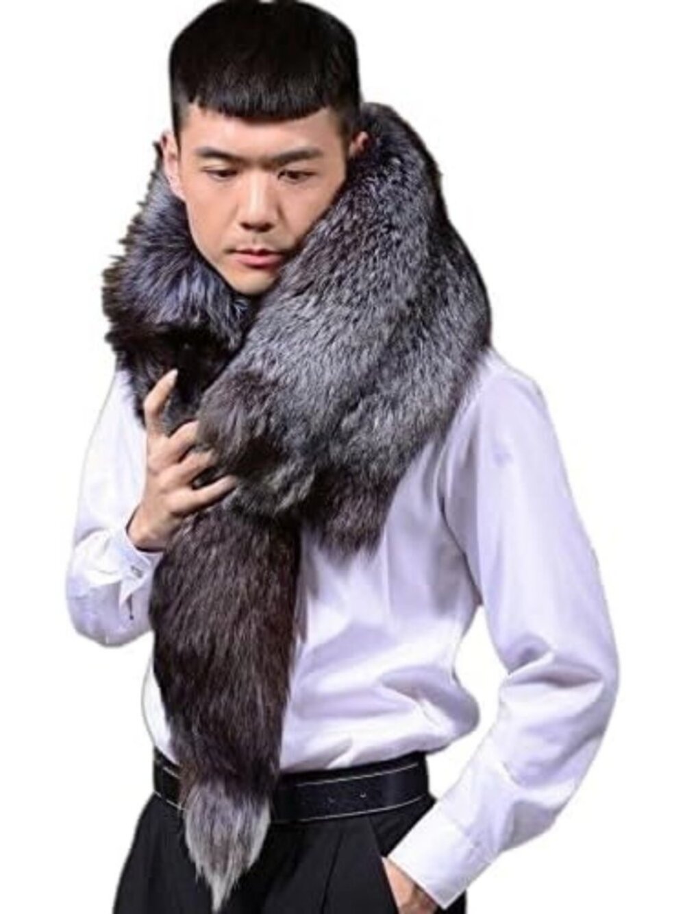 Luxurious Winter Real Silver Arctic Fox Fur Scarf Shawl Cape Wrap Vest - Warm